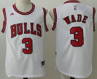 Men's Chicago Bulls #3 Dwyane Wade White Revolution 30 Swingman Basketball Jersey