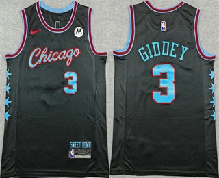 Men's Chicago Bulls #3 Josh Giddey Black 2025 City Sponsor Swingman Jersey