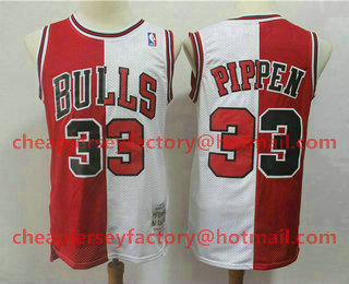 Men's Chicago Bulls #33 Scottie Pippen Red With White Two Tone Hardwood Classics Soul Swingman Throwback Jersey