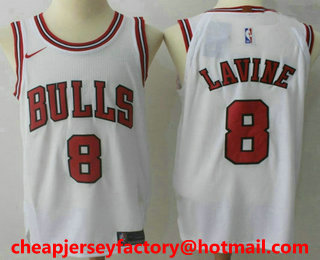Men's Chicago Bulls #8 Zach LaVine  White 2017-2018 Nike Authentic Stitched NBA Jersey
