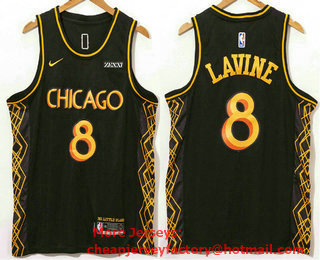 Men's Chicago Bulls #8 Zach LaVine NEW Black Nike 2021 Swingman City Edition Jersey