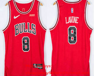 Men's Chicago Bulls #8 Zach LaVine Red Nike 75th Anniversary Diamond 2021 Stitched Jersey With Sponsor