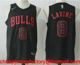 Men's Chicago Bulls #8 Zach Lavine All Black 2017-2018 Nike Swingman Stitched NBA Jersey