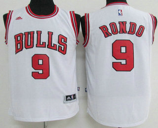 Men's Chicago Bulls #9 Rajon Rondo White Revolution 30 Swingman Basketball Jersey