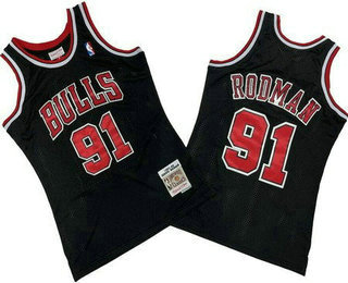 Men's Chicago Bulls #91 Dennis Rodman Black 1997 Throwback Swingman Jersey