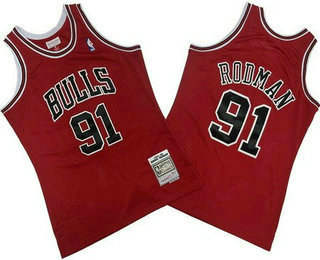 Men's Chicago Bulls #91 Dennis Rodman Red 1997 Throwback Swingman Jersey