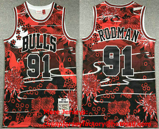 Men's Chicago Bulls #91 Dennis Rodman Red Rabbit Swingman Jersey