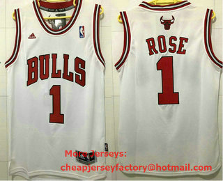 Men's Chicago Bulls 1 Derek Rose Revolution 30 AU White Jersey