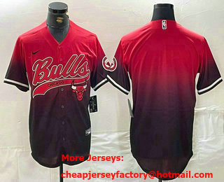 Men's Chicago Bulls Blank Red Black Stitched Baseball Jersey