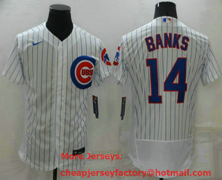 Men's Chicago Cubs #14 Ernie Banks White Stitched MLB Flex Base Nike Jersey
