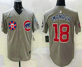 Men's Chicago Cubs #18 Shota Imanaga Grey 2025 Tokyo Series Limited Stitched Jersey