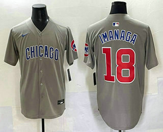 Men's Chicago Cubs #18 Shota Imanaga Grey Stitched Cool Base Nike Jersey