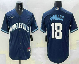 Men's Chicago Cubs #18 Shota Imanaga Navy City Connect Cool Base Stitched Jersey