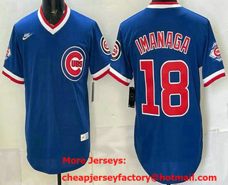 Men's Chicago Cubs #18 Shota Imanaga Royal 150th Pullover Cooperstown Throwback Jersey