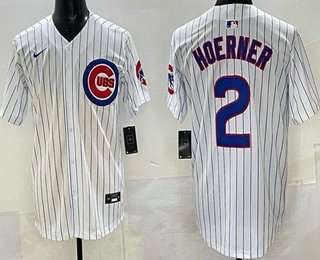 Men's Chicago Cubs #2 Nico Hoerner Baby White Limited Jersey
