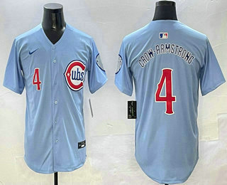 Men's Chicago Cubs #4 Pete Crow Armstrong Baby Blue Limited Jersey