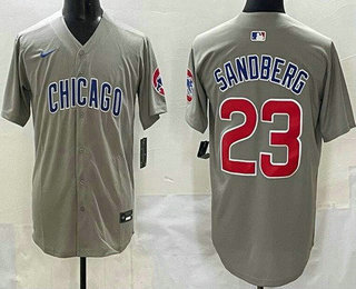 Men's Chicago Cubs #23 Ryne Sandberg Gray Limited Jersey