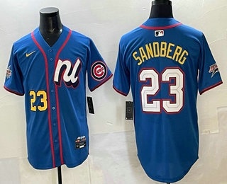 Men's Chicago Cubs #23 Ryne Sandberg Number Blue 2025 All Star Limited Stitched Jersey