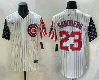 Men's Chicago Cubs #23 Ryne Sandberg White Pinstripe USA Limited Stitched Jersey