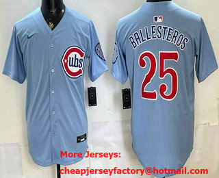 Men's Chicago Cubs #25 Moises Ballesteros Baby Blue Limited Jersey