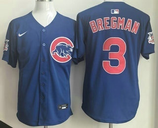 Men's Chicago Cubs #3 Alex Bregman Blue Limited Jersey