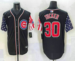 Men's Chicago Cubs #30 Kyle Tucker Black USA Cool Base Stitched Baseball Jersey