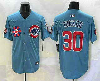Men's Chicago Cubs #30 Kyle Tucker Blue 2025 Tokyo Series Limited Jersey