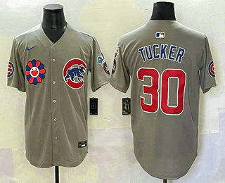 Men's Chicago Cubs #30 Kyle Tucker Grey 2025 Tokyo Series Limited Jersey