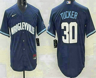 Men's Chicago Cubs #30 Kyle Tucker Navy City Connect Cool Base Jersey