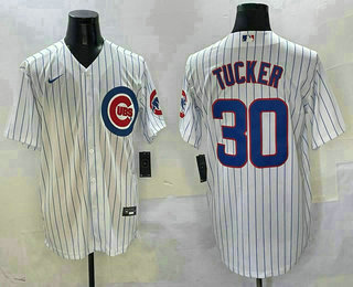 Men's Chicago Cubs #30 Kyle Tucker White Stitched Cool Base Nike Jersey