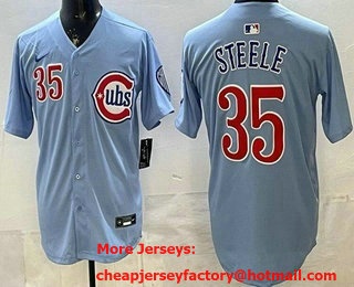 Men's Chicago Cubs #35 Justin Steele Baby Blue Limited Jersey