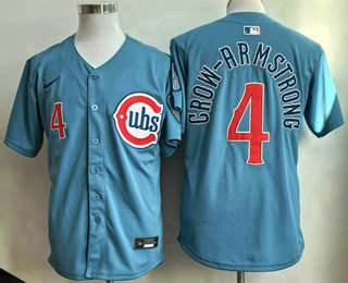 Men's Chicago Cubs #4 Pete Crow Armstrong Baby Blue Limited Jersey