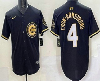 Men's Chicago Cubs #4 Pete Crow Armstrong Black Gold Limited Jersey