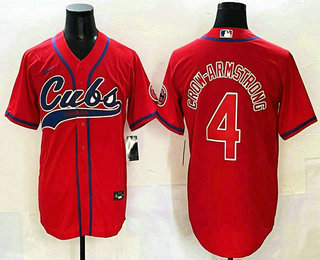 Men's Chicago Cubs #4 Pete Crow Armstrong Red Cool Base Stitched Baseball Jersey