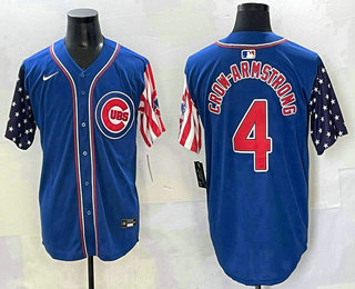Men's Chicago Cubs #4 Pete Crow Armstrong Royal 2025 Independence Day Limited Stitched Jersey