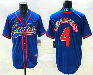 Men's Chicago Cubs #4 Pete Crow Armstrong Royal Cool Base Stitched Baseball Jersey