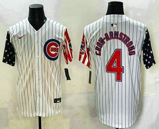 Men's Chicago Cubs #4 Pete Crow Armstrong White Pinstripe USA Limited Stitched Jersey