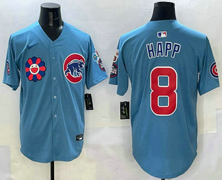 Men's Chicago Cubs #8 Ian Happ Blue 2025 Tokyo Series Limited Stitched Jersey