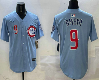 Men's Chicago Cubs #9 Miguel Amaya Baby Blue Limited Jersey