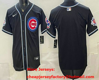 Men's Chicago Cubs Blank 2026 Black 150TH Fashion Cool Base Jersey