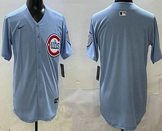 Men's Chicago Cubs Blank Baby Blue Limited Jersey