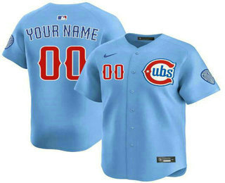 Men's Chicago Cubs Customized Baby Blue Limited Jersey