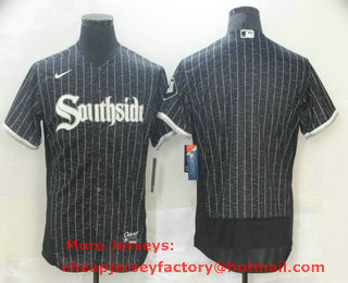 Men's Chicago White Blank Black 2021 City Connect Stitched MLB Flex Base Nike Jersey