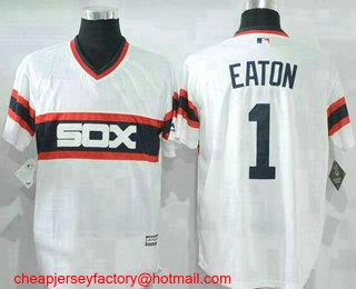 Men's Chicago White Sox #1 Adam Eaton White Pullover Stitched MLB Cool Base Jersey