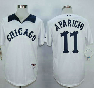 Men's Chicago White Sox #11 Luis Aparicio White 1976 Turn Back the Clock Stitched MLB Cooperstown Collection Jersey