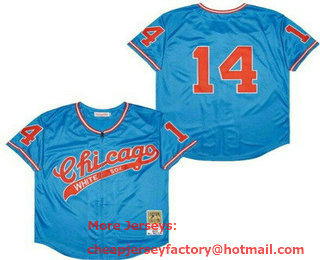 Men's Chicago White Sox #14 Paul Konerko Blue 1972 Zipper Throwback Jersey
