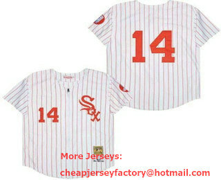 Men's Chicago White Sox #14 Paul Konerko White Red 1972 Zipper Throwback Jersey