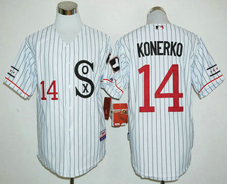 Men's Chicago White Sox #14 Paul Konerko Retired White Pinstirpe SOX 2016 Retro Baseball Jersey