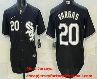 Men's Chicago White Sox #20 Miguel Vargas Black Cool Base Jersey