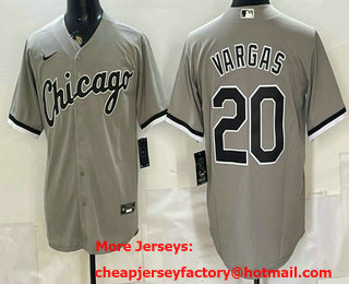 Men's Chicago White Sox #20 Miguel Vargas Gray Cool Base Jersey